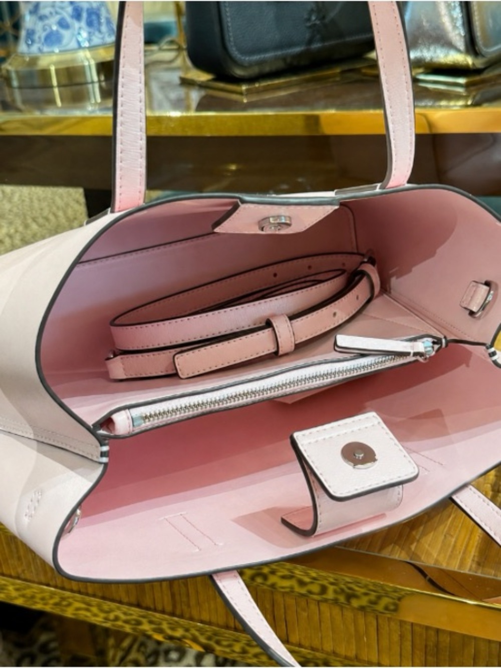 Tory Burch Blush Pink Leather Mini Tote with Detachable Strap - Picture 4 of 4